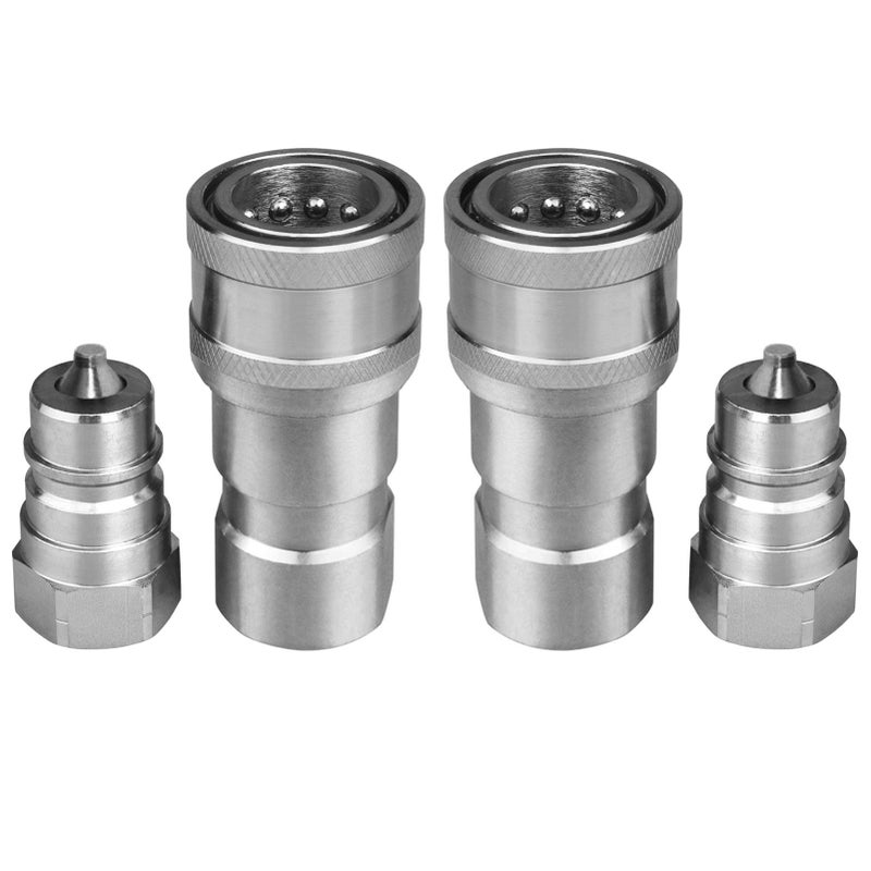 OKBA 1/4 "" NPT ISO 7241-B قارنات توصيل هيدروليكية سريعة / وصلات مع أغطية غبار 1/4 حجم الجسم + 1/4 NPT صمام القفاز الخيطي - Image 2